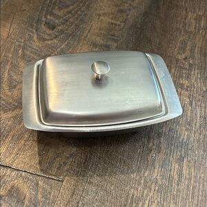 Vintage Rectangle Stainless Steel Butter Dish w/ Lid USA 6.5"x4.75"x 2.25" MCM